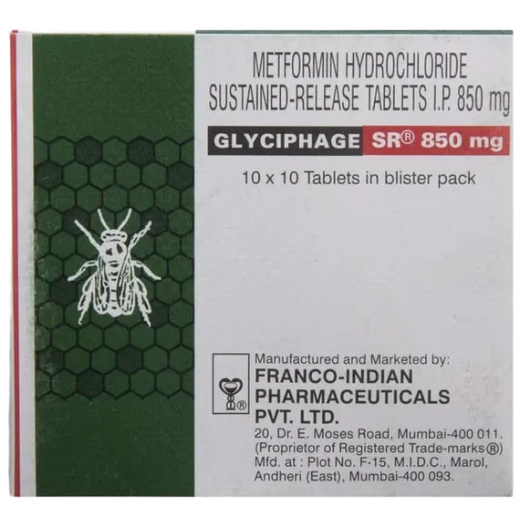 glyciphage sr 850mg tablet 10's